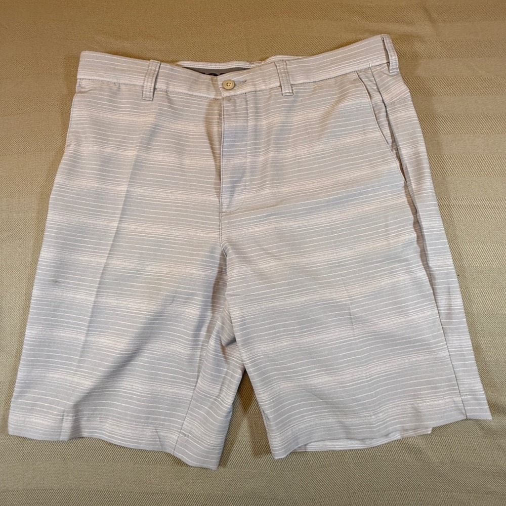 PGA Tour Mens 34 Golf Shorts Blue White Striped Flat Front PR6738 2571